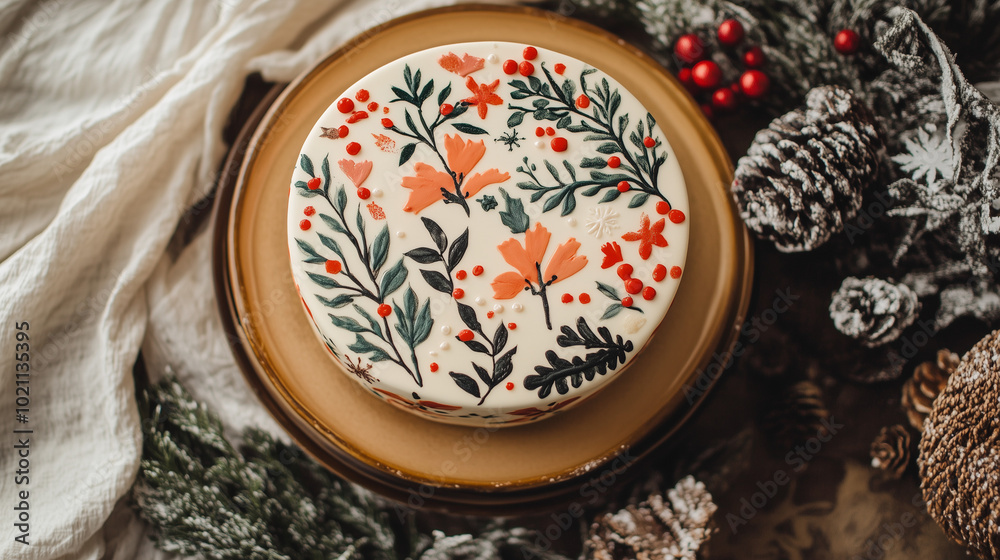 A beautiful cake with a floral design, perfect for a special occasion. A beautiful cake with a floral design, perfect for a special occasion.