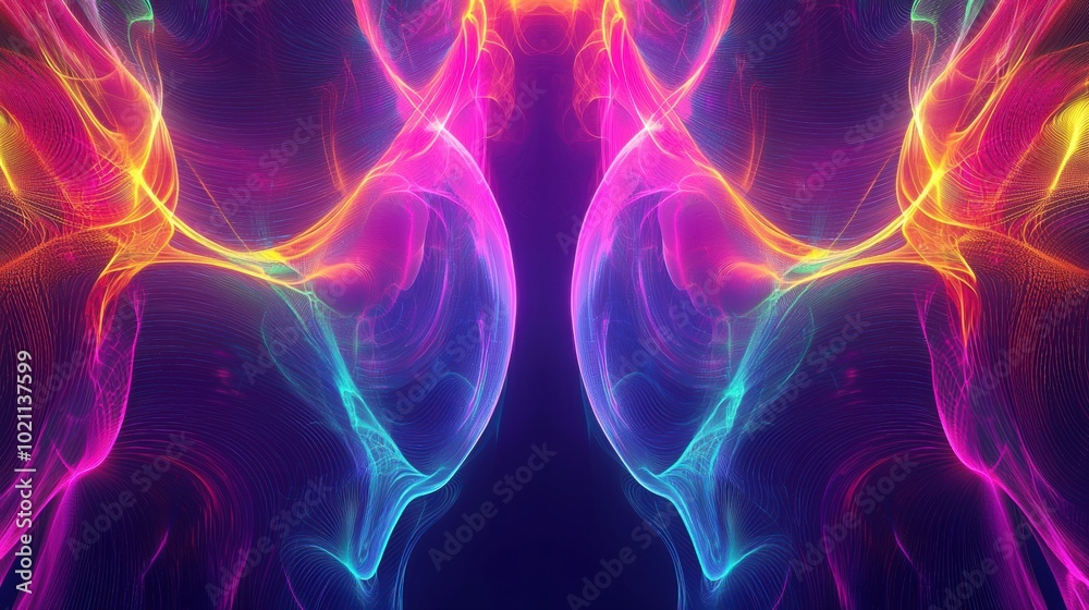Vibrant Psychedelic Swirls of Neon Energy and Fiery Fractal Patterns Vibrant Psychedelic Swirls of Neon Energy and Fiery Fractal Patterns