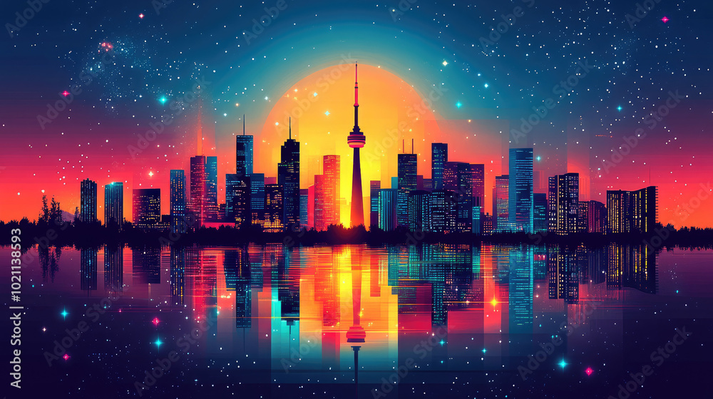 Flat vector illustration of a city landscape