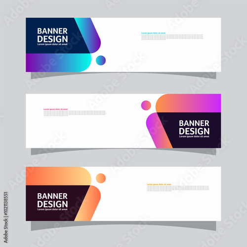 Vector set of landscape banner background design concept. Colorful background business layout template