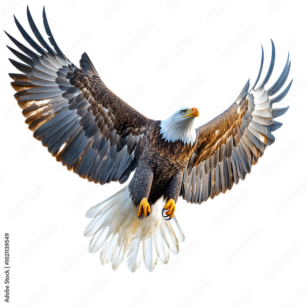Obraz premium Majestic Bald Eagle in Flight isolated on transparent background.
