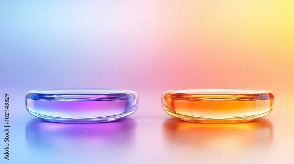 Translucent Glass Discs on Gradient Background, AI Translucent Glass Discs on Gradient Background, AI