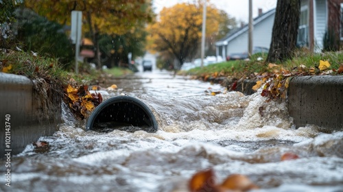 Storm Drain Overflowing with Floodwater