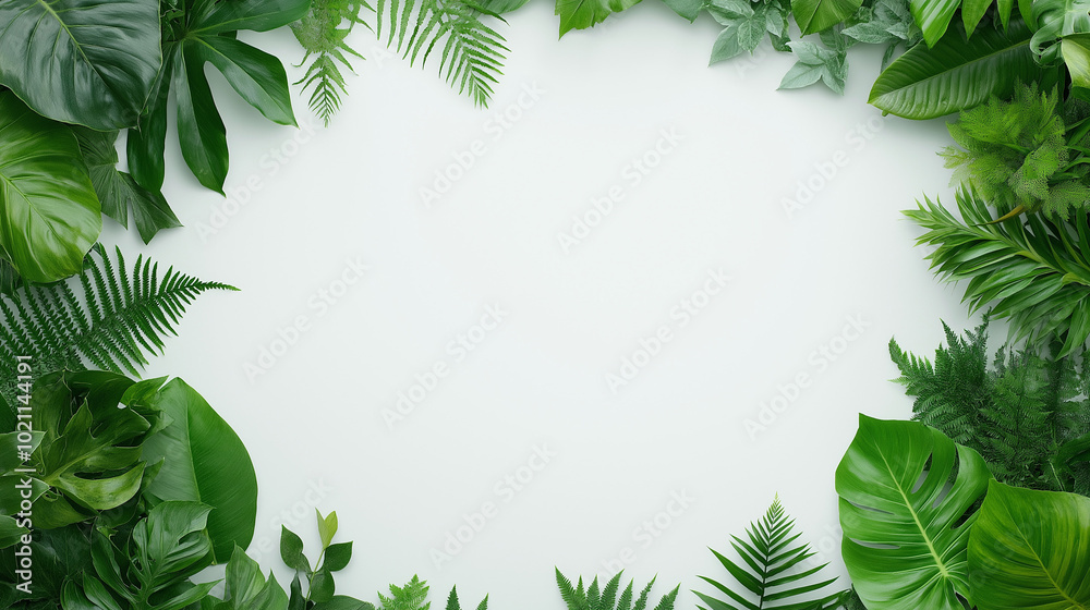 Fototapeta premium art poster design, jungle, white background, artistic.