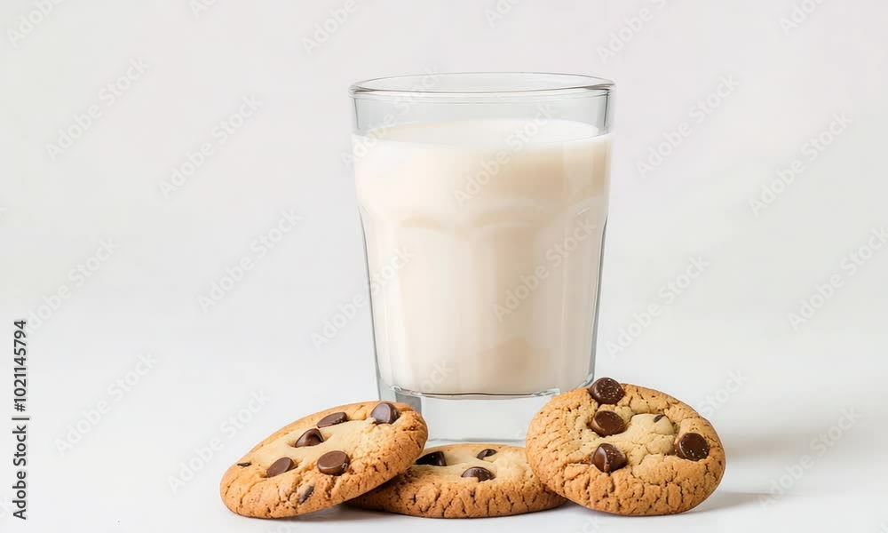 Glass of milk with cookies on white background Glass of milk with cookies on white background
