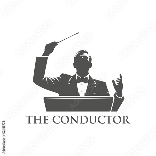 Silhouette of a Conductor holding wand stick 
