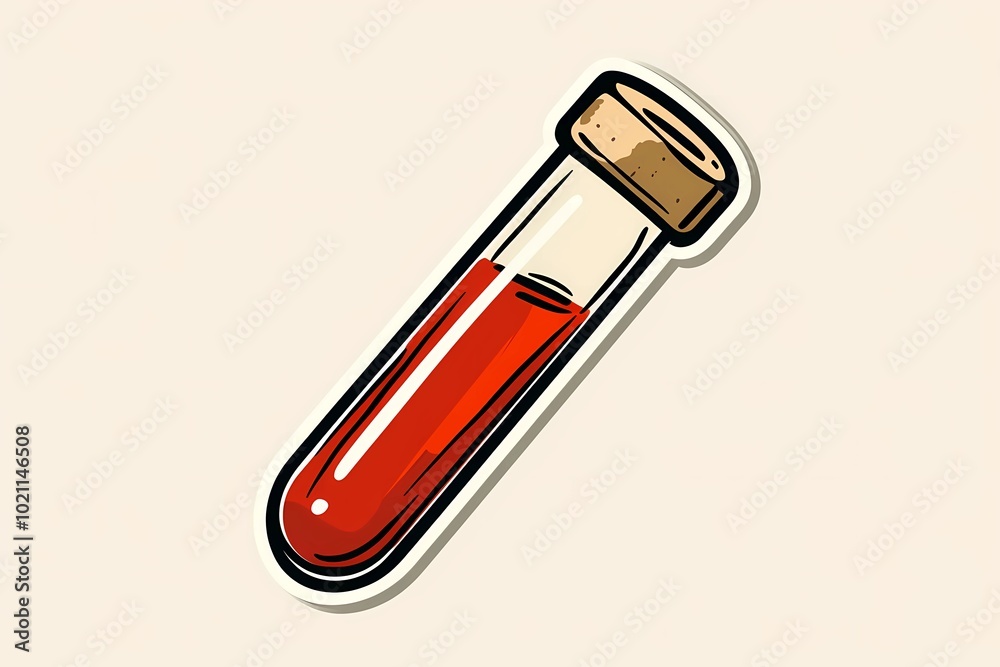 Blood test tube for analysis, set against a medical laboratory background, great for healthcare, diagnostics, and clinical illustrations.