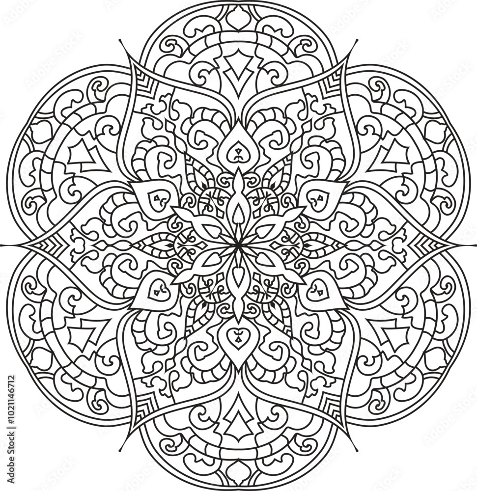Fototapeta premium Black and white Mandala illustration Hand drawn Mandalas for coloring book color pages