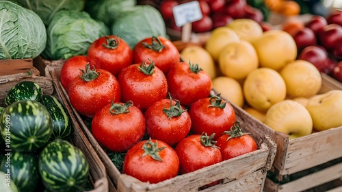 Vibrant Farmer s Market Stand with Bountiful Organic Produce Display Showcasing a Rustic Farm Stand Filled with Fresh Seasonal Fruits and Vegetables