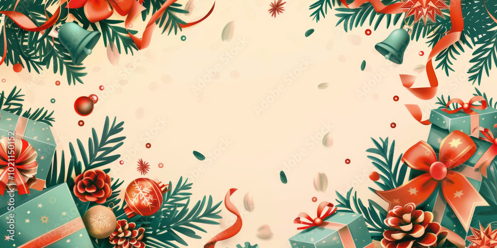Christmas Wreath Frame with Pine, Holly, and Red Ball Ornament for Winter Holiday Card Design,Generated By Ai Christmas Wreath Frame with Pine, Holly, and Red Ball Ornament for Winter Holiday Card Design,Generated By Ai