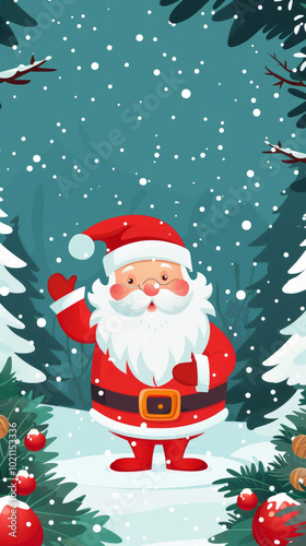 Santa Claus with a bag of gifts beside a Christmas tree,Generated by Ai