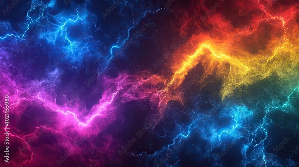 Vibrant abstract energy waves in striking hues of blue, pink, orange, and yellow create a dynamic, electrifying atmosphere. Vibrant abstract energy waves in striking hues of blue, pink, orange, and yellow create a dynamic, electrifying atmosphere.