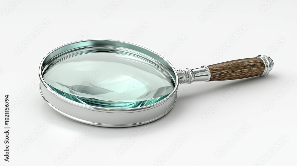 A Silver-Rimmed Magnifying Glass with a Wooden Handle