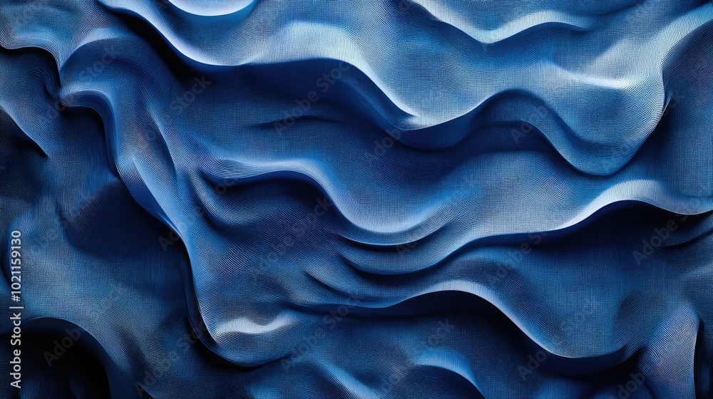 Abstract blue waves create a serene and flowing texture, resembling a calm ocean surface. Abstract blue waves create a serene and flowing texture, resembling a calm ocean surface.