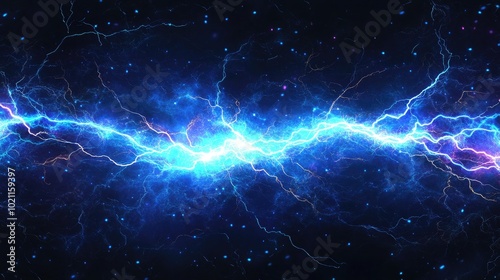 Abstract electric energy burst with vibrant blue and purple hues against a dark background.