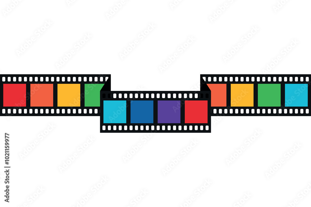 Rainbow colored folded film strip. Long film strip template. Vector illustration Rainbow colored folded film strip. Long film strip template. Vector illustration