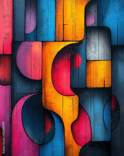 Colorful background, wall art in Hip-hop style.