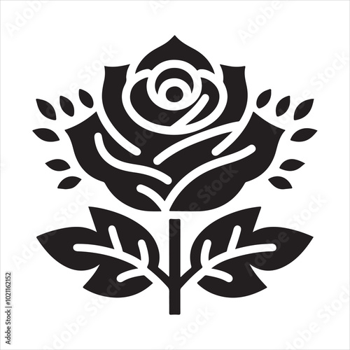 Rose silhouette in flat design