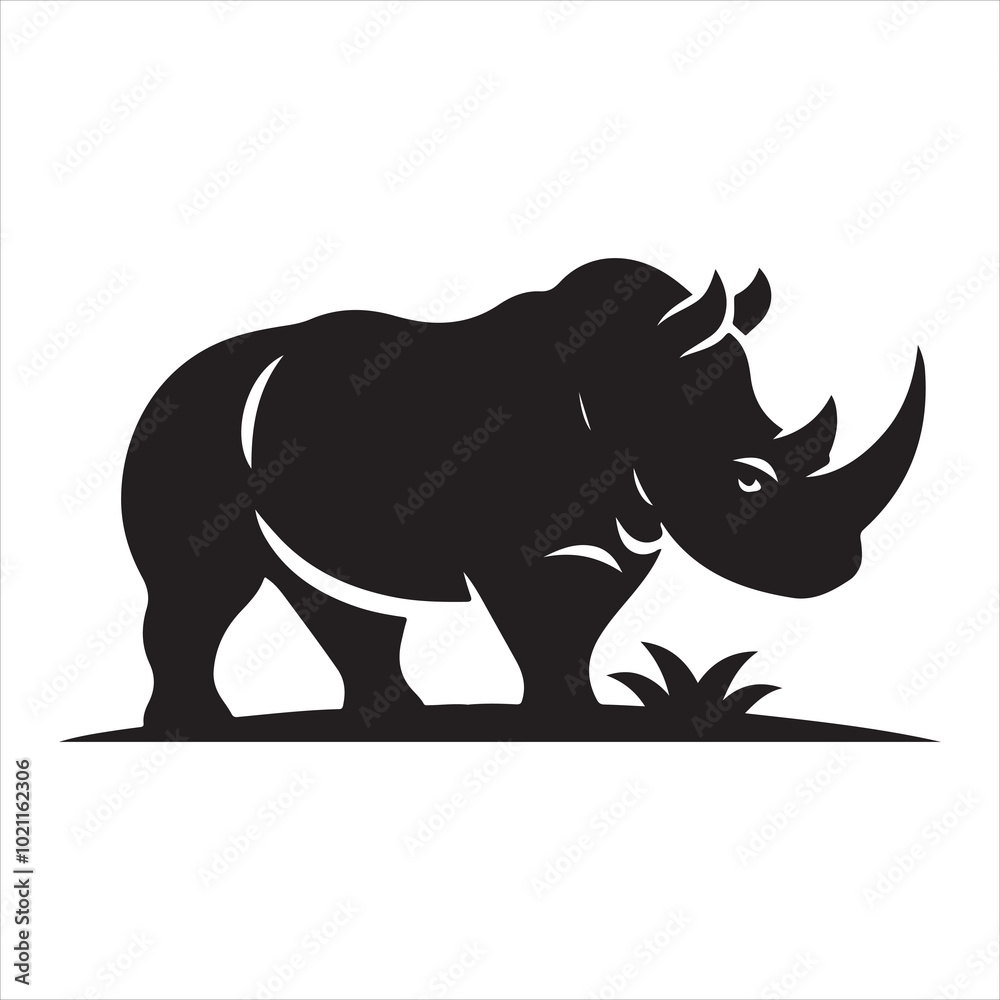 Silhouette of a rhinoceros in vector drawing Silhouette of a rhinoceros in vector drawing