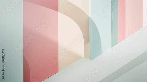 Abstract pastel geometric shapes forming a minimalist artistic composition.