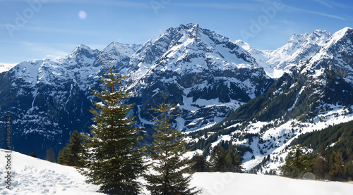 mountains peak and sky winter ski resort landscape beauty of nature background 