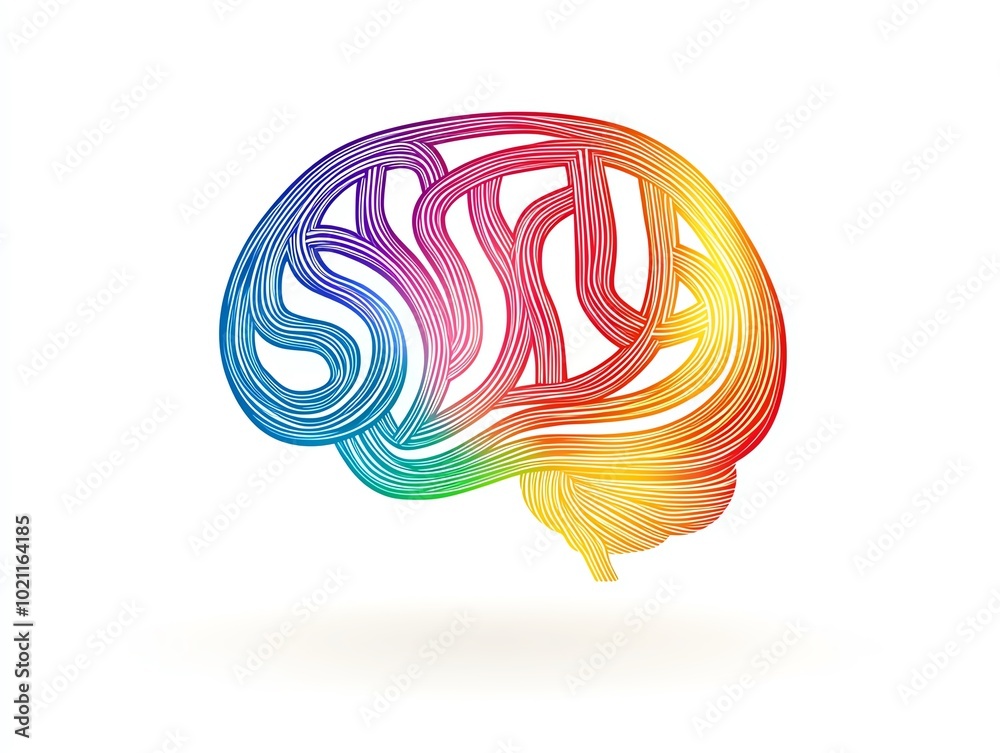 Abstract colorful human brain in illustration. Abstract colorful human brain in illustration.