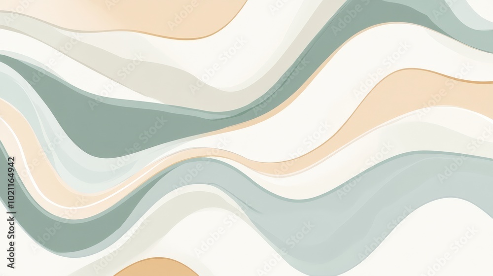 Fototapeta premium Abstract pastel waves create a calming and fluid design with smooth curves.