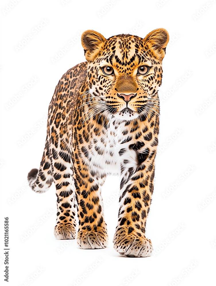 Obraz premium Leopard walking set on clear background.