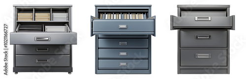 Modern office drawer cabinets for efficient storage Isolated on Transparent Background