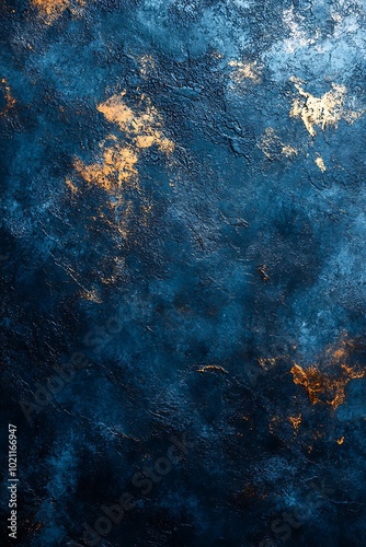 A textured abstract background featuring deep blue tones with subtle gold accents.