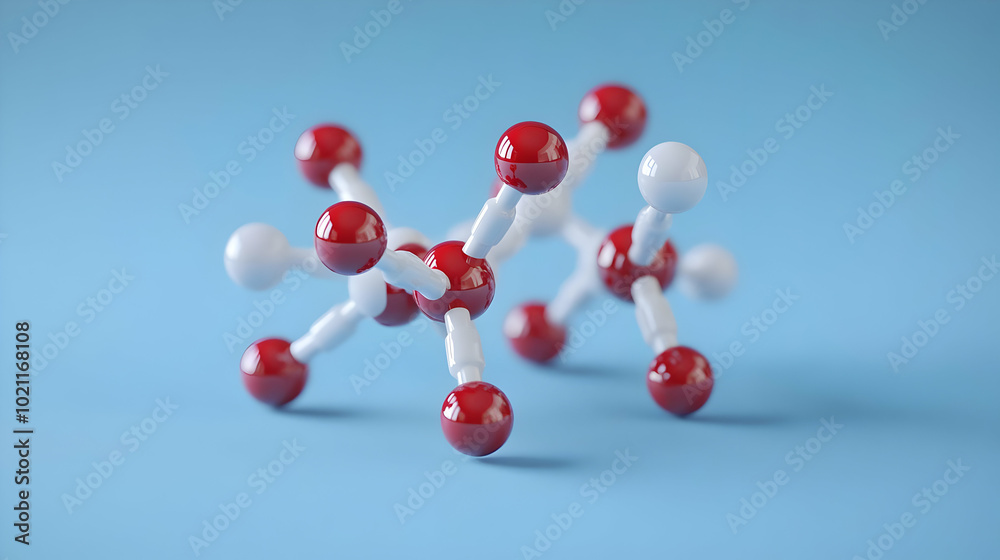 3D Render of Molecule Structure with Red and White Spheres 3D Render of Molecule Structure with Red and White Spheres