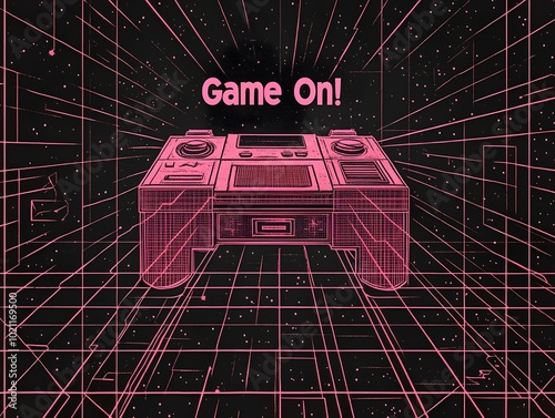 Retro Game Universe too capture the vintage, arcade like feel combined with the cosmic, futuristic illustration design photo