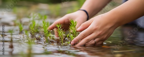 Hands Planting Aquatic Plan...