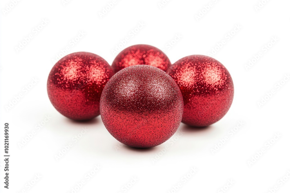 red christmas balls isolated on white background with generative ai red christmas balls isolated on white background with generative ai