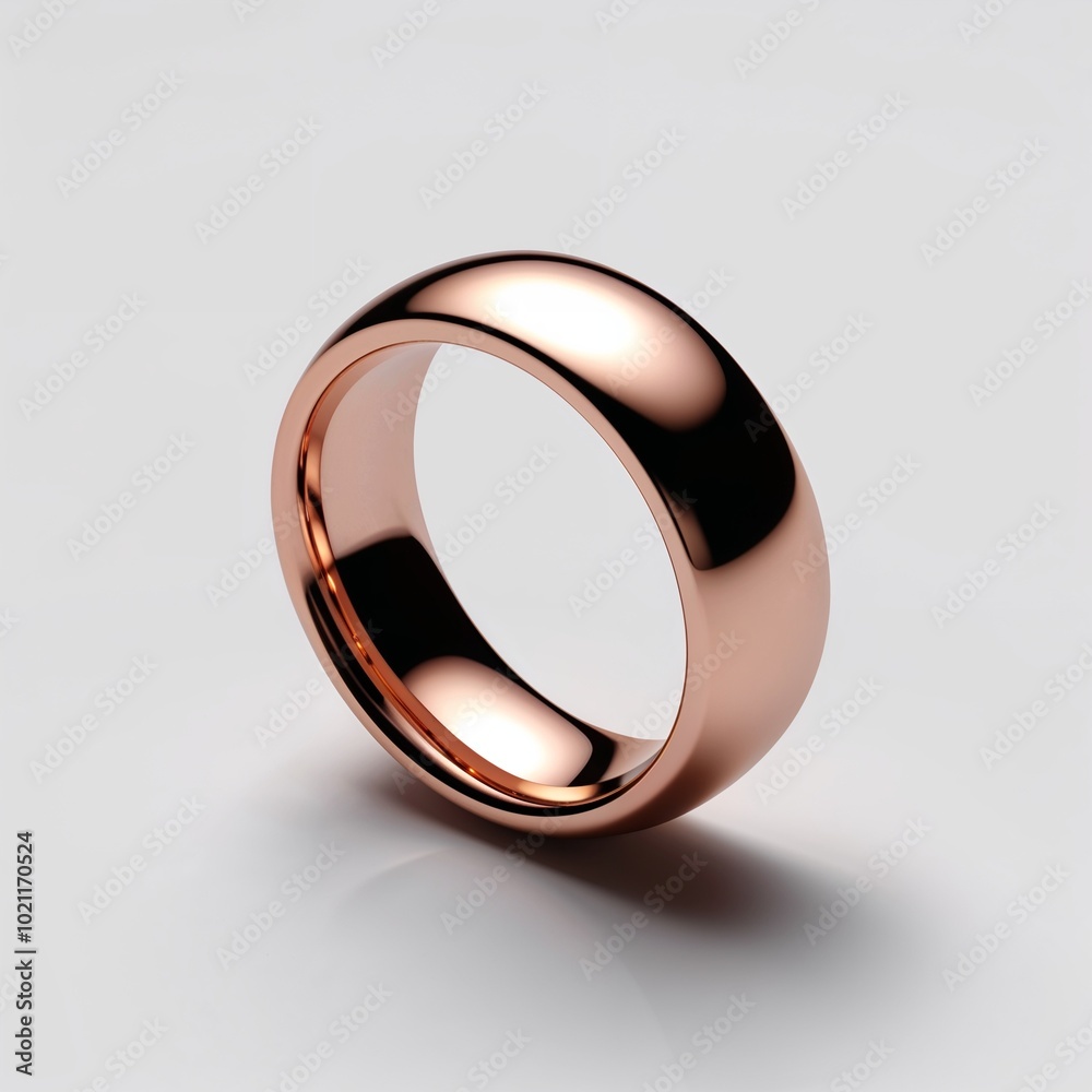 14k rose gold minimalist band sleek and sophisticated on plain white background