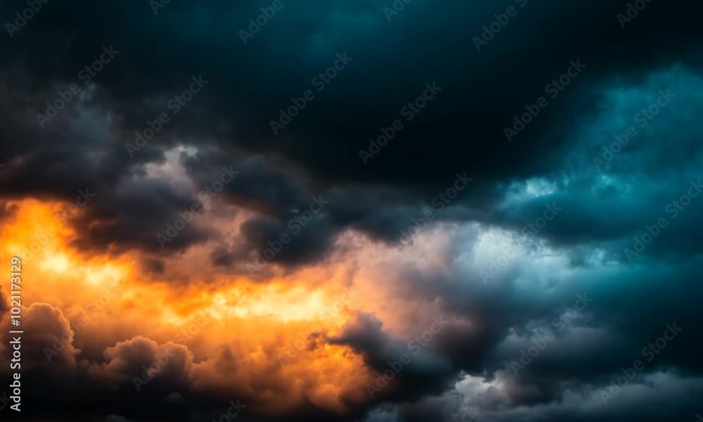 Dramatic Sky with Orange and Blue Clouds Dramatic Sky with Orange and Blue Clouds