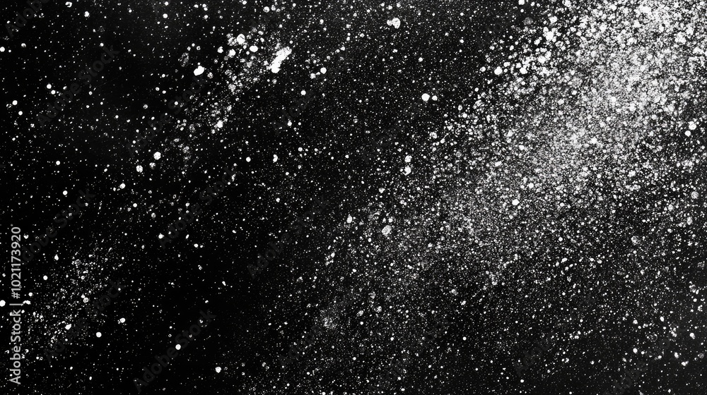 Obraz premium A mesmerizing display of white powder against a black backdrop, creating a stunning cosmic effect.