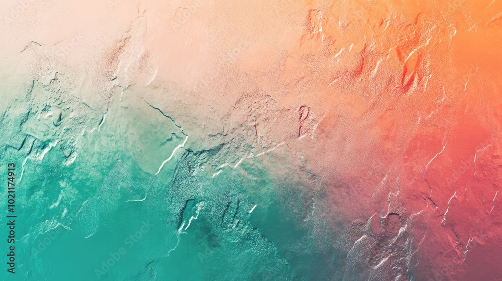 Fototapeta premium Abstract textured background featuring soft gradients of coral and teal hues.