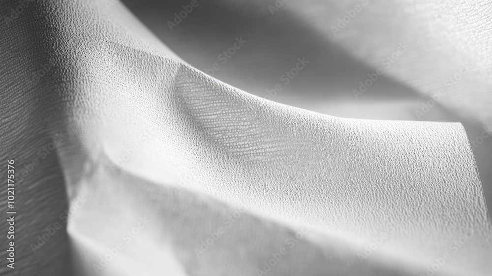 A close-up view of textured white fabric, capturing fine details and soft creases.