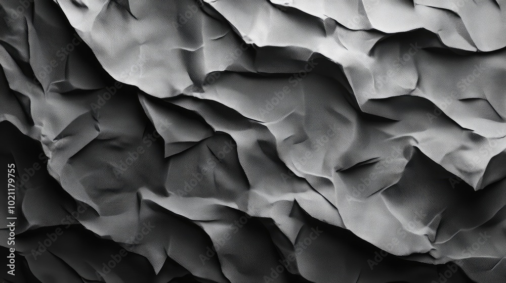 Textured abstract surface of crumpled gray paper, creating depth and visual interest. Textured abstract surface of crumpled gray paper, creating depth and visual interest.