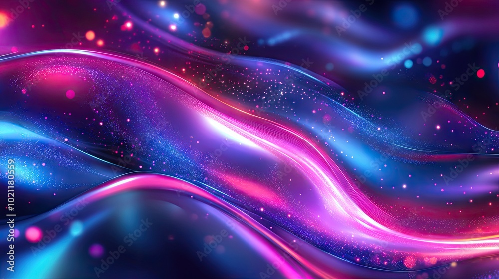 Fototapeta premium Vibrant abstract waves in shades of pink, blue, and purple, creating a dynamic and mesmerizing visual experience.