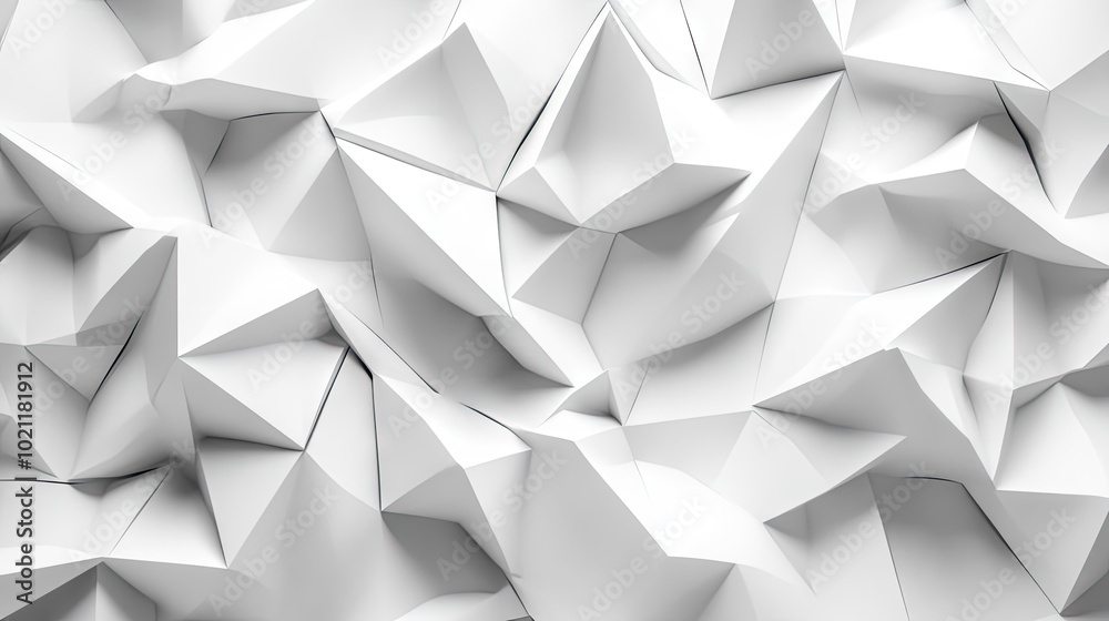 Abstract white paper sculpture with sharp folds and creases, creating a dynamic and textured surface. Abstract white paper sculpture with sharp folds and creases, creating a dynamic and textured surface.