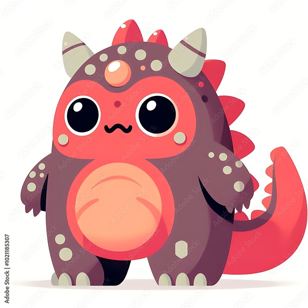 Fototapeta premium Japanese anime big Kaiju monster, flat illustration of cute character for animation graphics resources