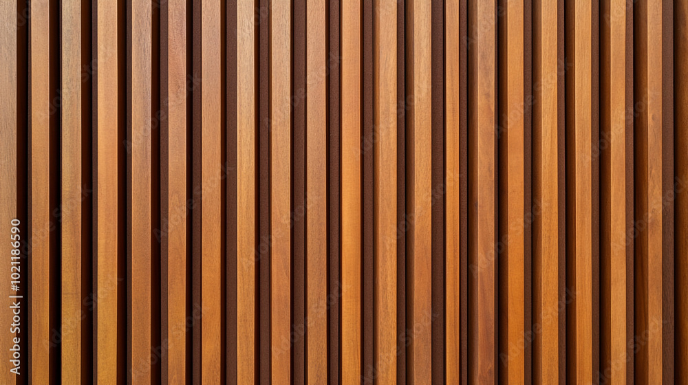 Fototapeta premium Texture panel de Madera vertical, Warm-toned wooden planks arranged in a seamless pattern, showcasing natural grain and texture.