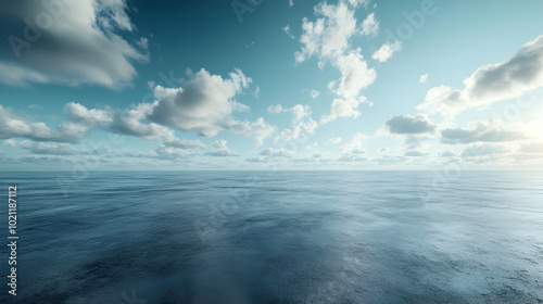 Ocean Background with Blue Sky and Clouds