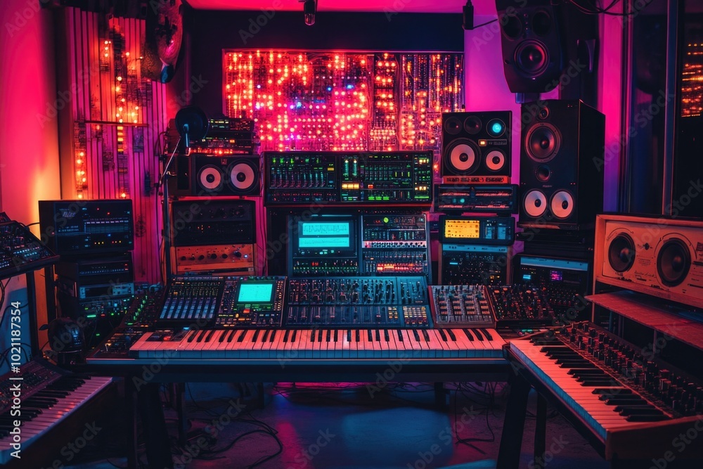 A room filled with various electronic devices and equipment A room filled with various electronic devices and equipment