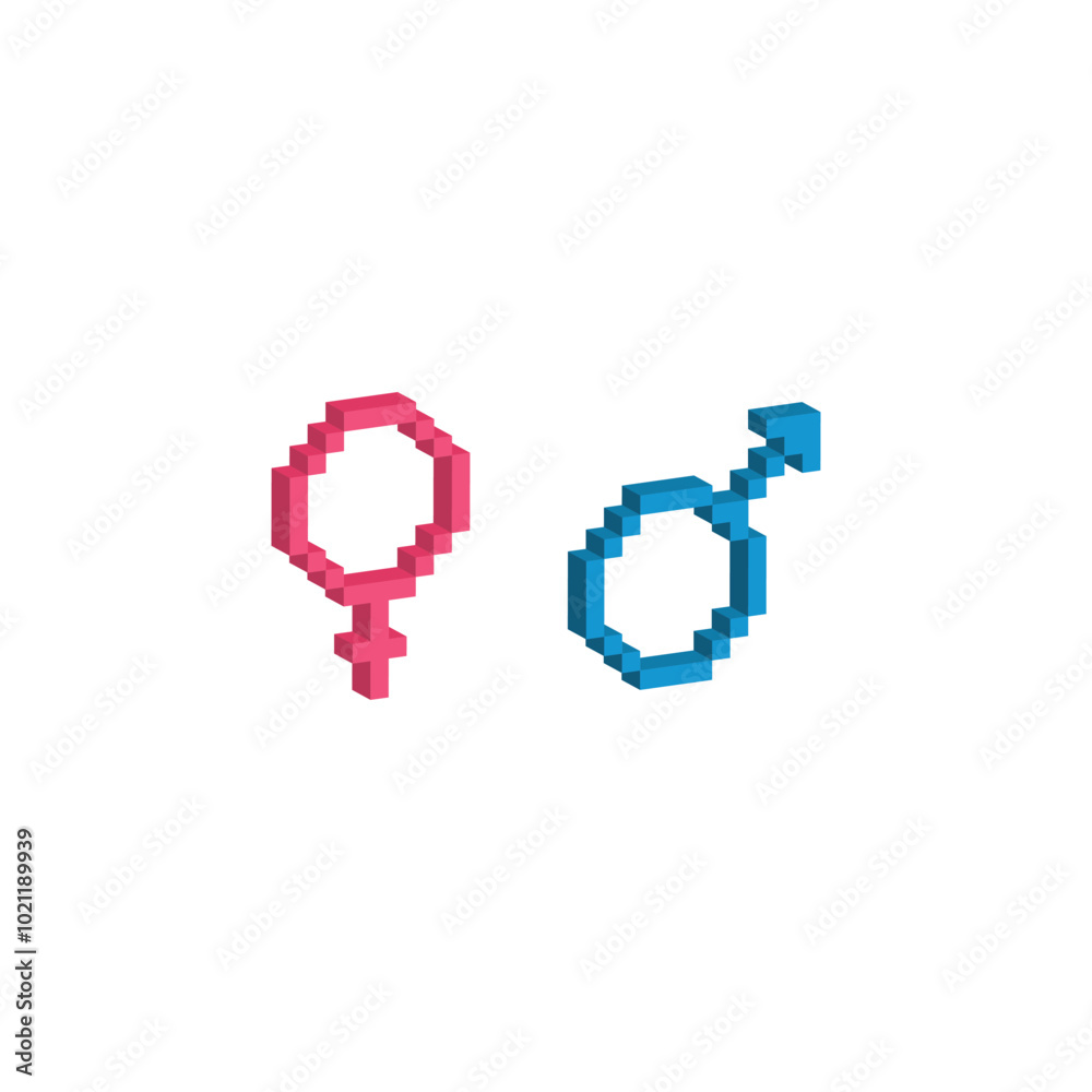 Isometric 3d Male and female symbols - vector Isometric 3d Male and female symbols - vector