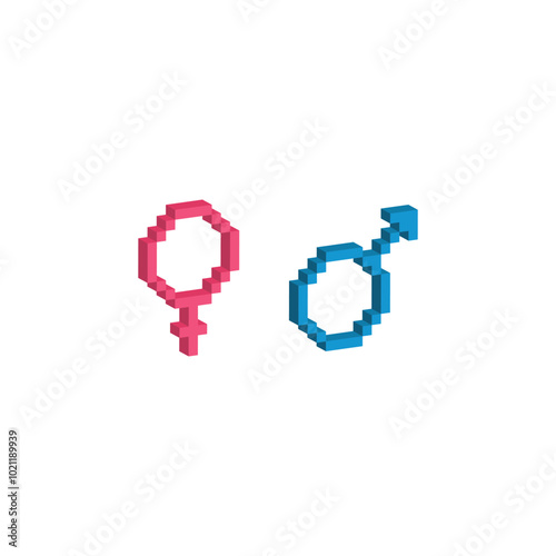 Isometric 3d Male and female symbols - vector