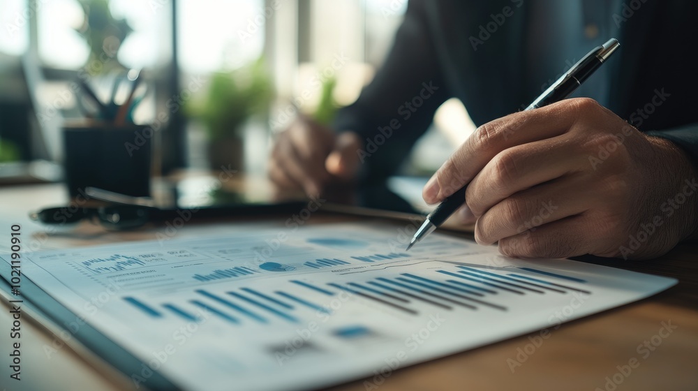 Business Analysis with Charts and Graphs on Table Business Analysis with Charts and Graphs on Table