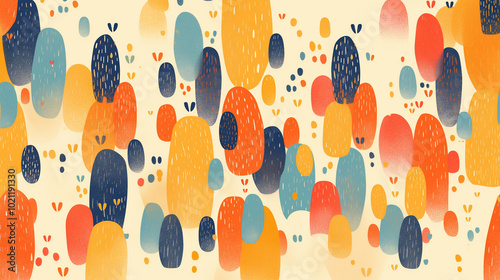 Cute doodle pattern background with abstract shapes and dots. Modern pattern for Banner, Flyer, Cover...
